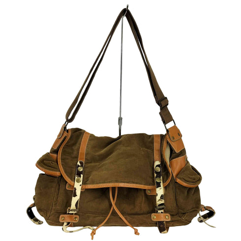 ハラコ調ベルト コーデュロイメッセンジャーバッグ レディース