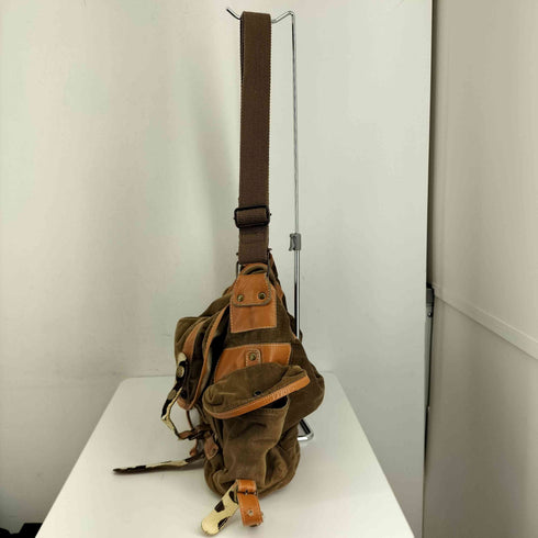 ハラコ調ベルト コーデュロイメッセンジャーバッグ レディース