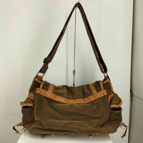 ハラコ調ベルト コーデュロイメッセンジャーバッグ レディース