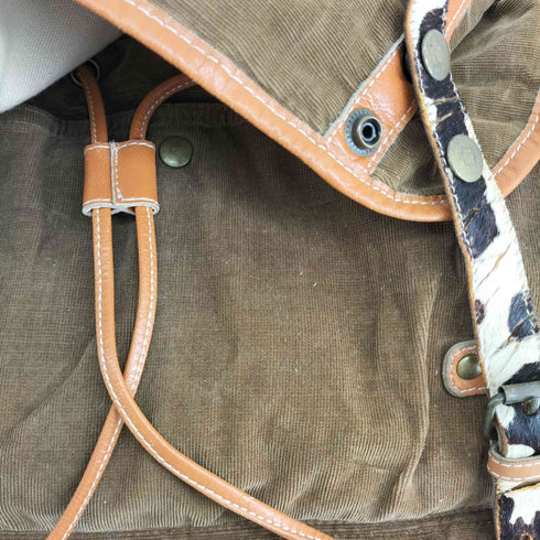 ハラコ調ベルト コーデュロイメッセンジャーバッグ レディース