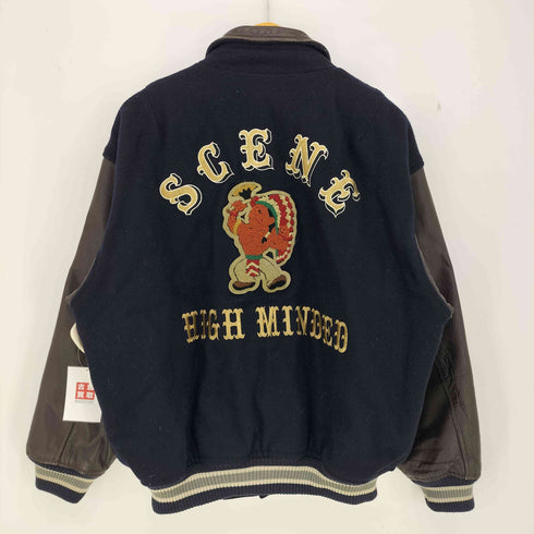 シーン SCENE ワッペン 刺繍 レザー切替 スタジャン メンズ JPN:L