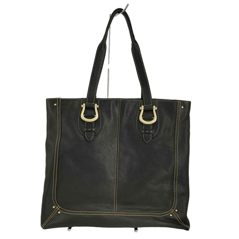 LC LEATHER ベルトスタッズステッチデザイン リアルレザートートバッグ レディース
