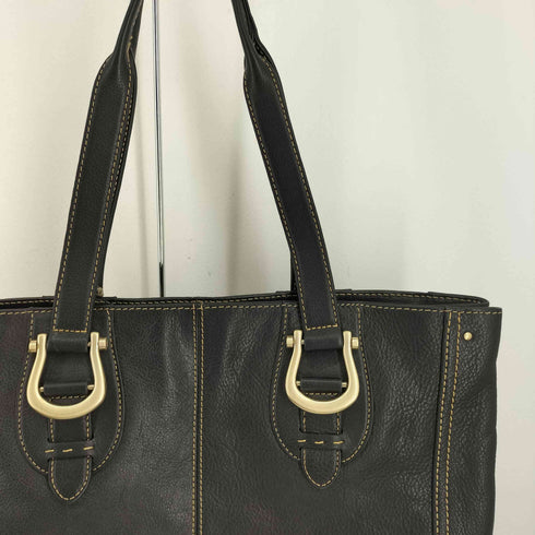 LC LEATHER ベルトスタッズステッチデザイン リアルレザートートバッグ レディース