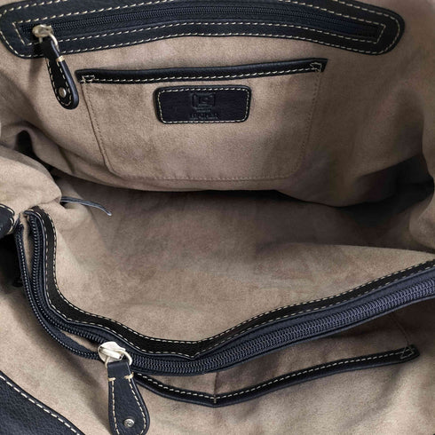 LC LEATHER ベルトスタッズステッチデザイン リアルレザートートバッグ レディース
