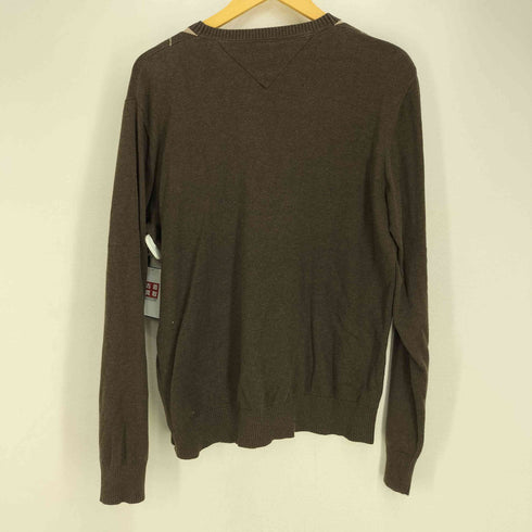 トミーヒルフィガー TOMMY HILFIGER ロゴ刺繍 Vネック アーガイル ニット メンズ import:L