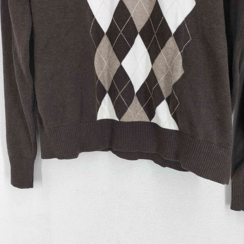 トミーヒルフィガー TOMMY HILFIGER ロゴ刺繍 Vネック アーガイル ニット メンズ import:L