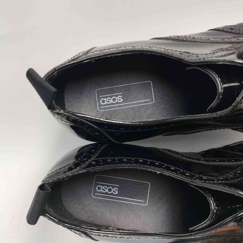 エイソス asos フェイクレザー エナメル 厚底 ウイングチップ シューズ メンズ