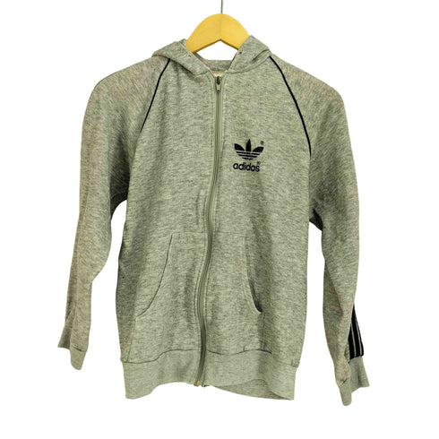 アディダスオリジナルス adidas Originals 80S USA製 トレフォイルロゴ刺繍 サイドライン ジップアップ パーカー レディース import:M