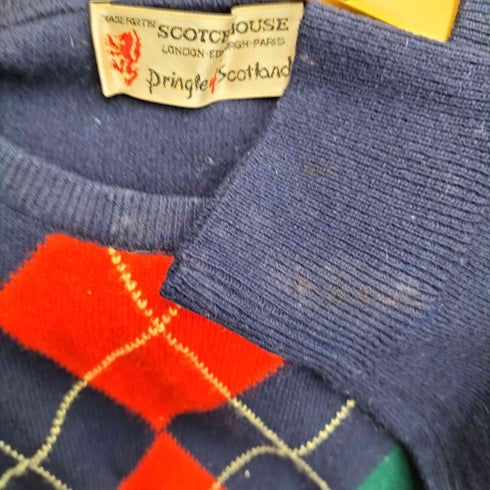 ザスコッチハウス The Scotch House スコットランド製 pringle of scotland アーガイル柄 ラム ウール ニット メンズ FR:38