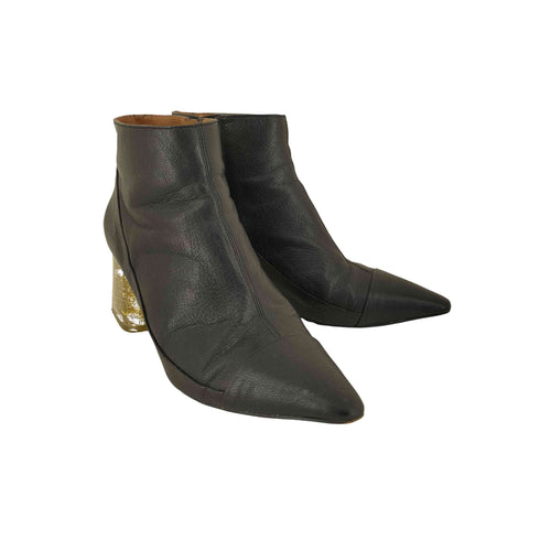 ザラ ZARA レザーヒール ショートブーツ レディース EUR:38