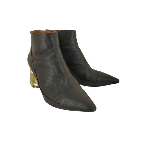 ザラ ZARA レザーヒール ショートブーツ レディース EUR:38