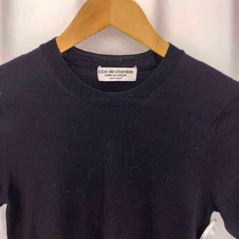 ローブドシャンブルコムデギャルソン robe de chambre COMME des GARCONS 90-00s ウールニット クルーネック半袖Tシャツ セーター レディース