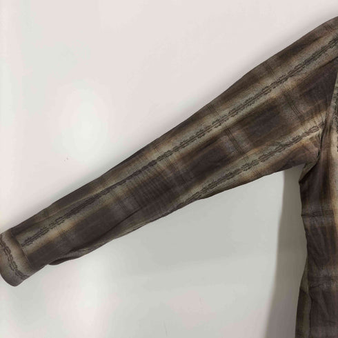 ロエン Roen スタッズデザイン スカルプリント L/S チェックシャツ Y2K メンズ JPN:44