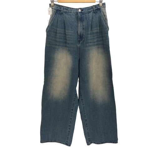 Alfred Alex ケミカル ヴィンテージ メイク タック ワイド テーパード ハイウエスト デニム パンツ ダメージ加工 メンズ JPN:M