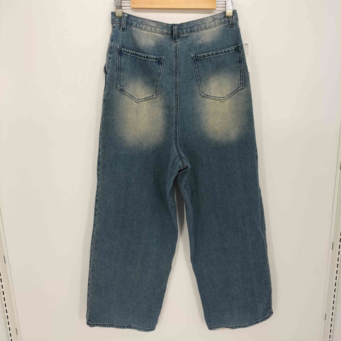 Alfred Alex ケミカル ヴィンテージ メイク タック ワイド テーパード ハイウエスト デニム パンツ ダメージ加工 メンズ JPN:M