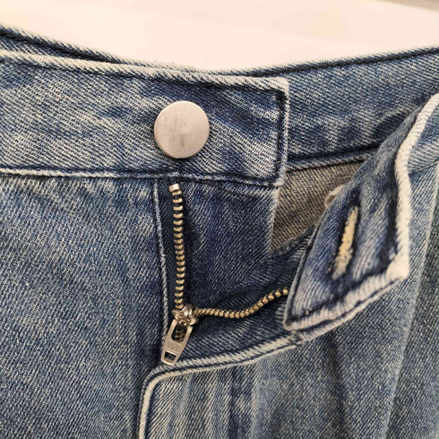 Alfred Alex ケミカル ヴィンテージ メイク タック ワイド テーパード ハイウエスト デニム パンツ ダメージ加工 メンズ JPN:M