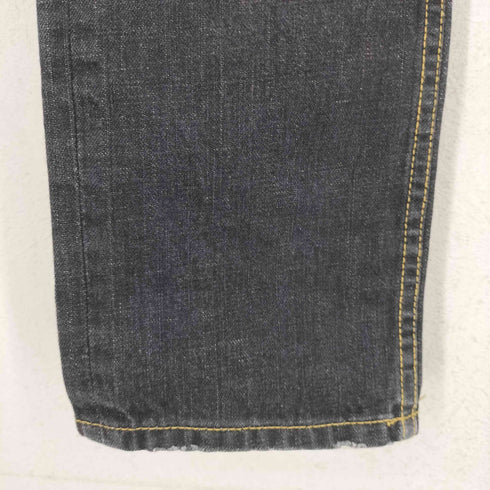 レザーチェーンデザインブラックデニムパンツ Y2K メンズ 01