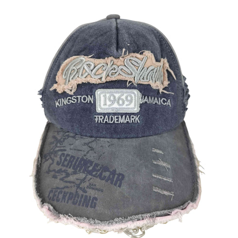 刺繍デザインデニム切替ストラップバックキャップ メンズ