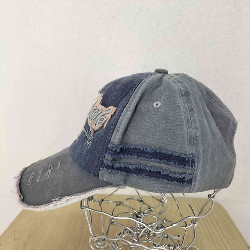 刺繍デザインデニム切替ストラップバックキャップ メンズ
