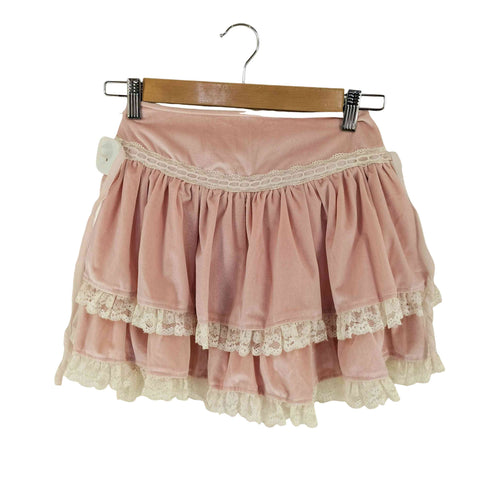 bobon21 ベロア フリル レース 使い キュロットパンツ レディース JPN:M