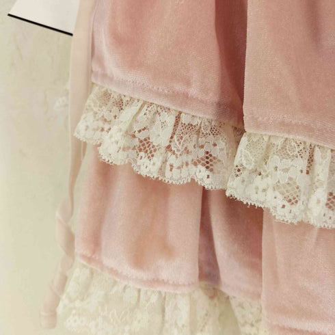 bobon21 ベロア フリル レース 使い キュロットパンツ レディース JPN:M