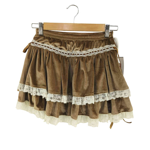 bobon21 ベロア フリル レース 使い キュロットパンツ レディース JPN:M