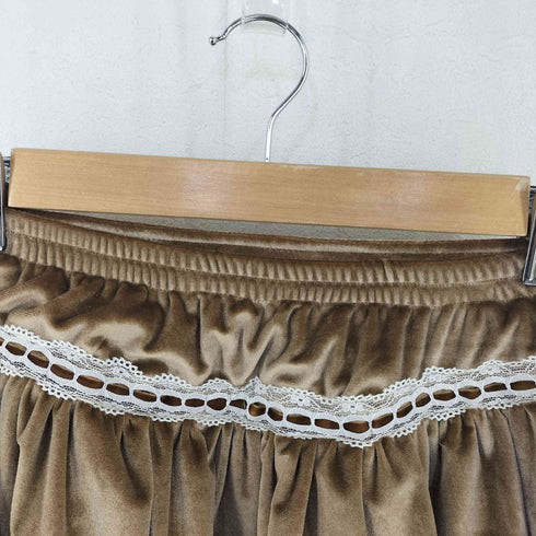 bobon21 ベロア フリル レース 使い キュロットパンツ レディース JPN:M