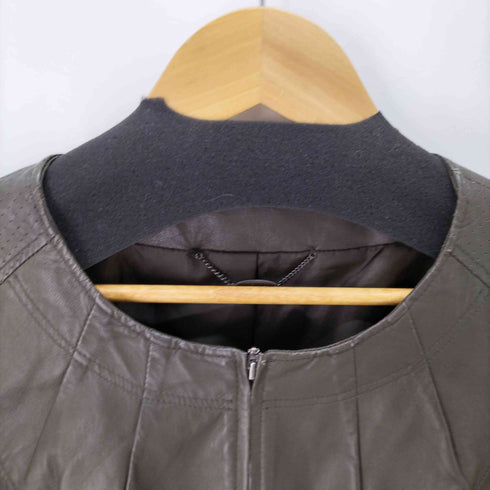 リフレクト Reflect パンチング ラムレザー ノーカラージャケット レディース 9