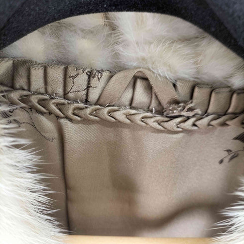 ファー ノーカラーコート レディース