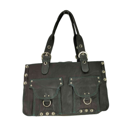 via repubblica イタリア製 スタッズ Dカン レザー ハンド バッグ レディース