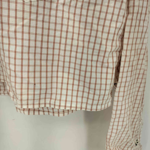 トミーヒルフィガー TOMMY HILFIGER チェック柄 クロップド ノーカラーシャツ レディース import:L