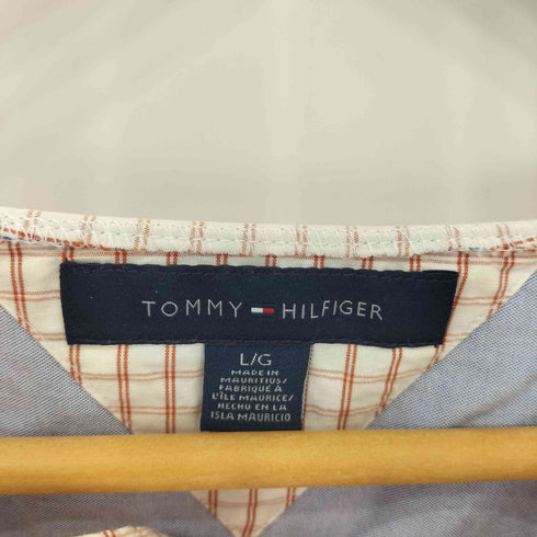 トミーヒルフィガー TOMMY HILFIGER チェック柄 クロップド ノーカラーシャツ レディース import:L