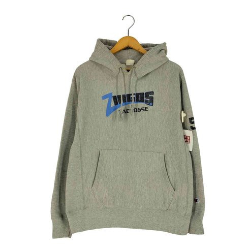 チャンピオン Champion ホンジュラス製 ZINGOS LACROSSE プリント REVERSE WAVE プルオーバーパーカー メンズ import:M