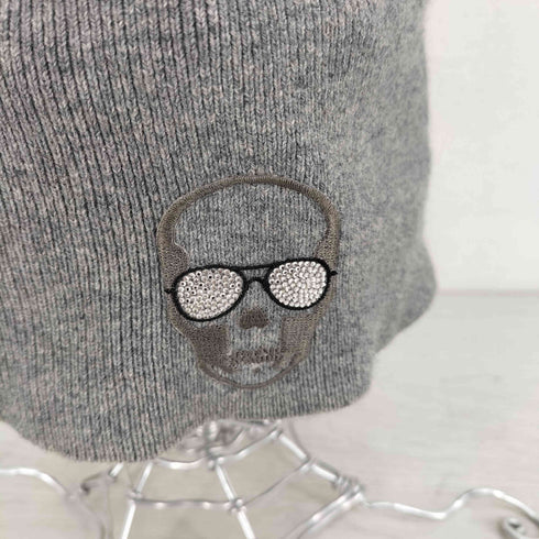 ルシアンペラフィネ Lucien Pellat-Finet カシミヤ混 ナイロン スカル刺繍 ニット帽 メンズ