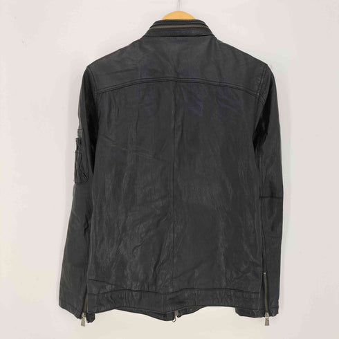 キャサリンハムネットロンドン KATHARINE HAMNETT LONDON 変形ジップ 2way ゴートスキン マルチポケット パッカブル レザージャケット メンズ import:L