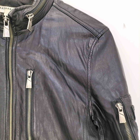 キャサリンハムネットロンドン KATHARINE HAMNETT LONDON 変形ジップ 2way ゴートスキン マルチポケット パッカブル レザージャケット メンズ import:L