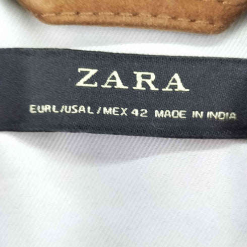 ザラ ZARA スエードレザーシングルライダースジャケット メンズ import:L