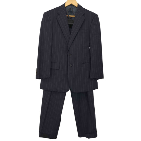 ラルフローレン RALPH LAUREN 総裏 開き見せ サイドベンツ ストライプ 2Bシングルテーラードジャケット セットアップ メンズ C90-W78-T165 A4