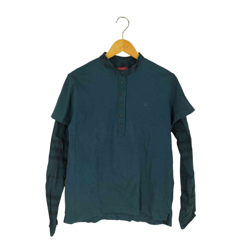 バーバリーロンドン BURBERRY LONDON ホース刺繍 チェック切替 ヘンリーネックTシャツ レディース 48