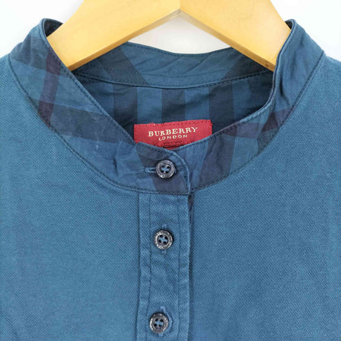 バーバリーロンドン BURBERRY LONDON ホース刺繍 チェック切替 ヘンリーネックTシャツ レディース 48