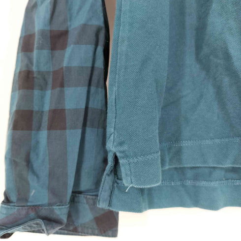 バーバリーロンドン BURBERRY LONDON ホース刺繍 チェック切替 ヘンリーネックTシャツ レディース 48