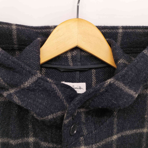 ポールスミスロンドン Paul Smith LONDON フーデット チェック ウール コート メンズ import:M
