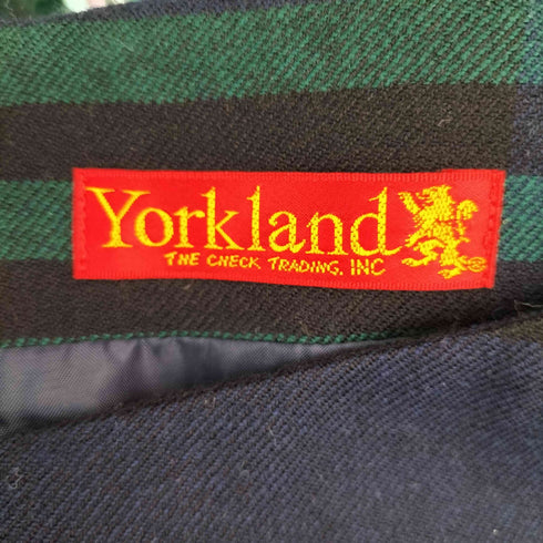 ヨークランド YORKLAND チェック柄 リボンデザイン ウール ノースリーブワンピース レディース 9AR