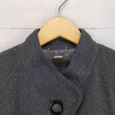 vivre ヘリンボーン カシミヤ100 スタンドカラーーコート レディース 9
