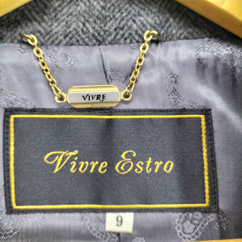 vivre ヘリンボーン カシミヤ100 スタンドカラーーコート レディース 9