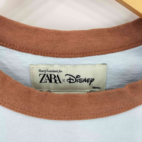 ザラ ZARA HARRY LAMBERT キャラクタープリント クルーネック リンガーTシャツ レディース import:XS