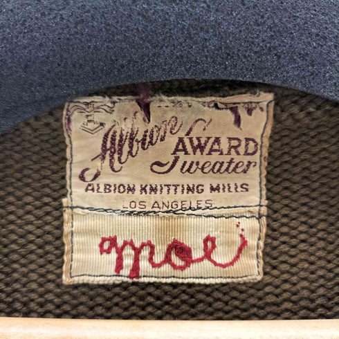 Albion Award Sweater 40s~50s Lettered Cardigan レタードニットカーディガン メンズ