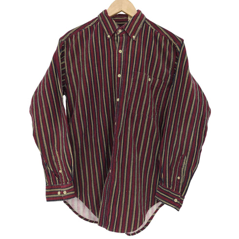 90s ストライプ柄 コーデュロイ L/S ボタンダウンシャツ メンズ import:S
