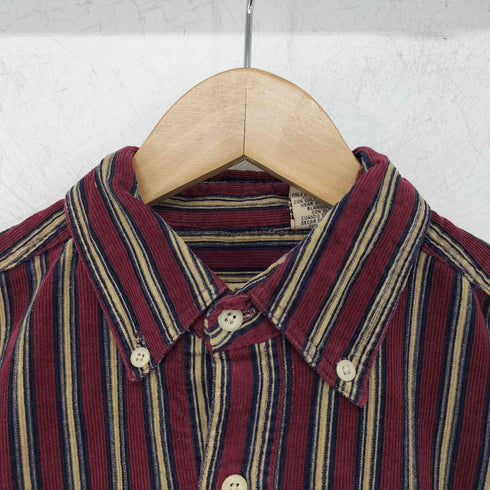 90s ストライプ柄 コーデュロイ L/S ボタンダウンシャツ メンズ import:S