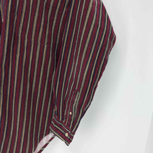 90s ストライプ柄 コーデュロイ L/S ボタンダウンシャツ メンズ import:S